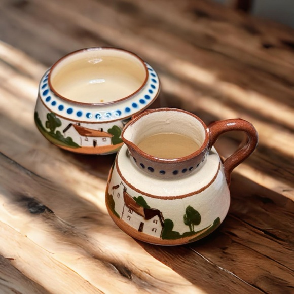 1920s English Cottage Motto Ware Cream & Sugar Basin Set - Picture 3 of 6